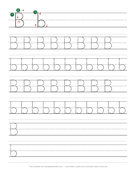 Hoja de trazos de la letra B